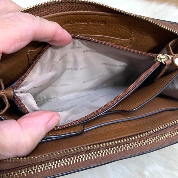 MICHAEL KORS Vintage JET SET Large Double Zip Brown Leather Wrist Wallet - Picture 8 of 16